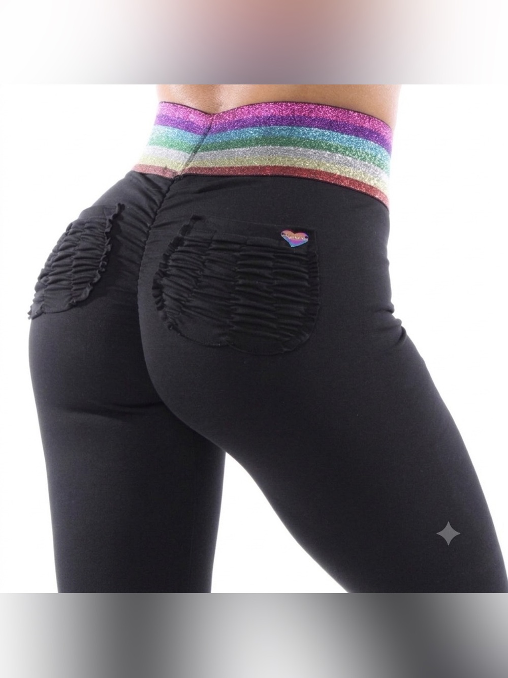 Cute Booty Lounge Rainbow Waistband Leggings Size Small